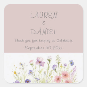 Cuadrada Boda floral limpio simple Pegatina personalizado
