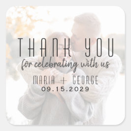 Cuadrada Boda fotográfico moderno Gracias Pegatina