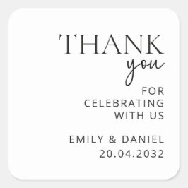 Cuadrada Boda Moderno Gracias Pegatina