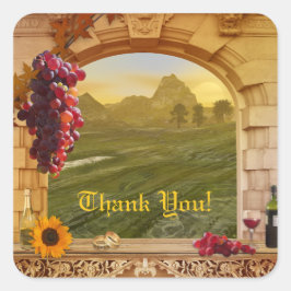Cuadrada Boda Romántico De Viñetería Gracias Pegatina
