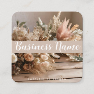 Cuadrada Boho   Estético   Floral seca   Tarjeta de visita