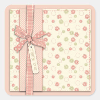 Cuadrada Bonito Chica Floral TY Square Pegatina