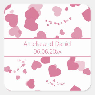 Cuadrada Bonito corazón amor Boda personalizado Pegatina