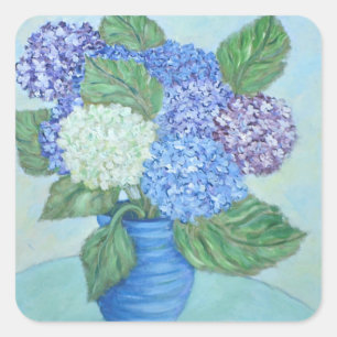 Cuadrada Bonito Pegatina de pintura de Hydrangea