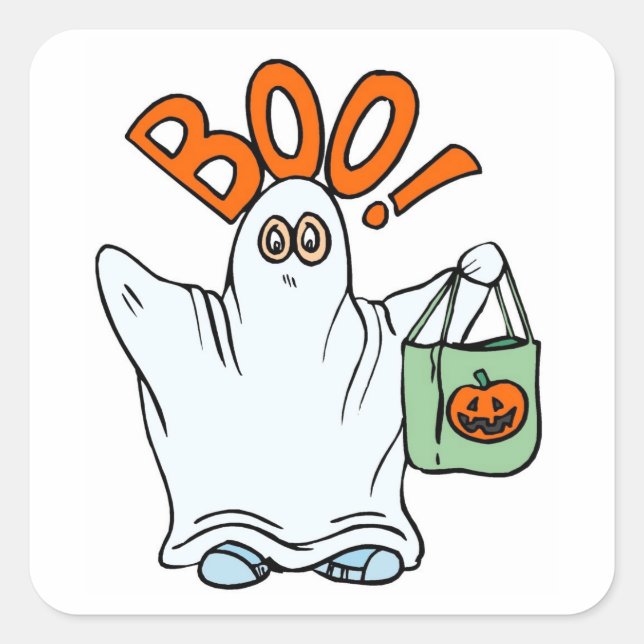Cuadrada ¡Boo! Halloween - Pegatina (Anverso)