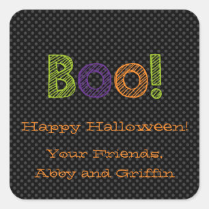 Cuadrada ¡Boo!  Pegatina de Halloween Plaza Personalizada