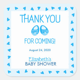 Cuadrada Booties Blue Boy Baby Shower Pegatina