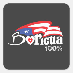 Cuadrada Boricua 100% Pegatina de Puerto Rico