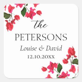Cuadrada Bougainvillea Bodas Regalos y Favores Pegatina