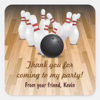 Cuadrada Bowl a Strike Gracias Fiesta Pegatina
