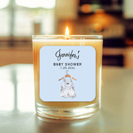 Cuadrada Boy Baby Shower Blue Overalls 3-in Candle Pegatina
