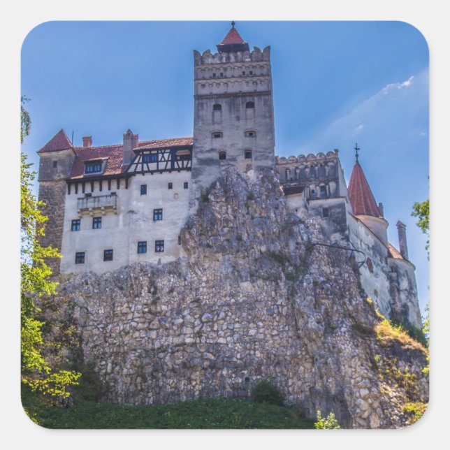 Cuadrada Bran Castle Pegatina (Anverso)
