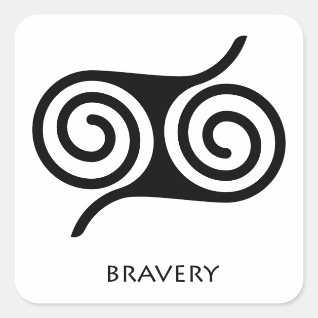 Cuadrada Bravery (Gyawu Atiko) Adinkra Símbolo Pegatina (Anverso)