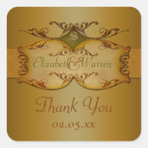 Bronze Scrolls Wedding Favor Gracias Pegatina