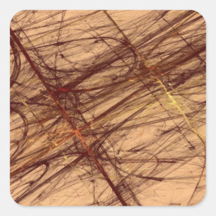 Cuadrada Brown Grunge Resumen Pegatina de Plaza Fractal
