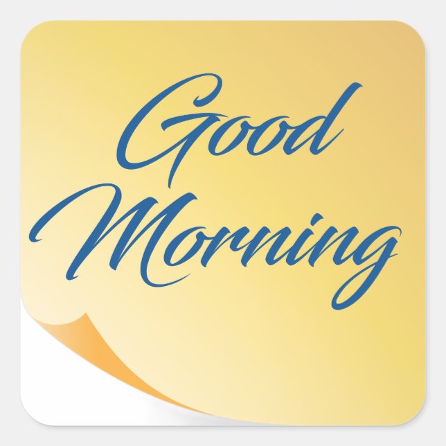Cuadrada Buenos días Pegatina de notas amarillas (Anverso)