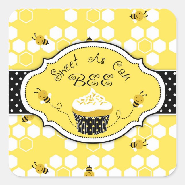 Cuadrada Bumble Bee Pegatina HBSQ 2 (Anverso)