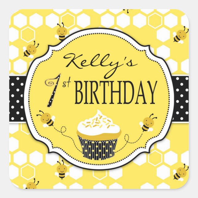 Cuadrada Bumble Bee Pegatina SQ1 (Anverso)