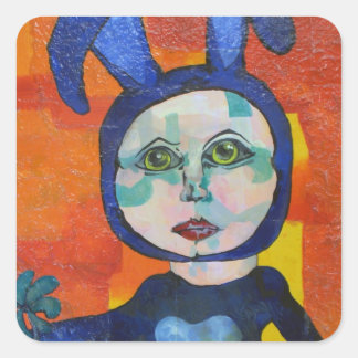 Cuadrada Bunny Friend Pegatina