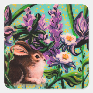 Cuadrada Bunny in Iris Pegatina