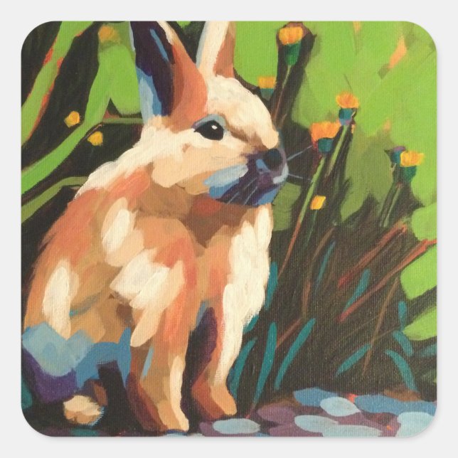 Cuadrada Bunny Pegatina (Anverso)