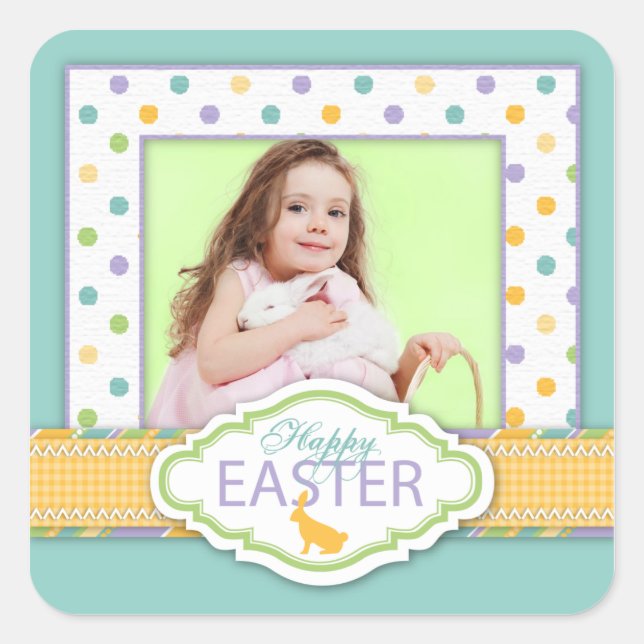 Cuadrada Bunny Photo Pegatina S (Anverso)