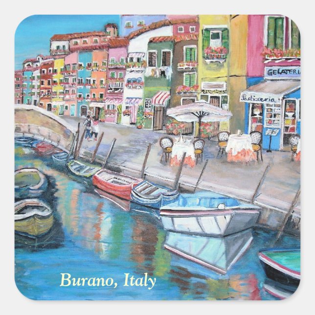 Cuadrada Burano, Venecia - Pegatina (Anverso)