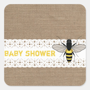 Cuadrada Burlap Inspiró a Honey Bee Baby Pegatina