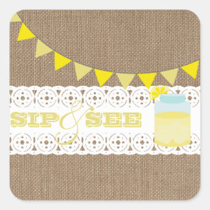 Cuadrada Burlap Inspiró Lemonade Sip Y Ver Pegatina