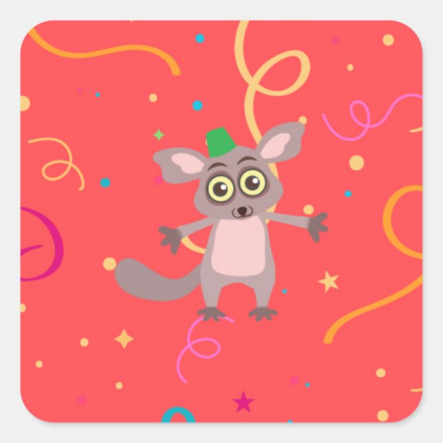 Cuadrada Bush Baby Pegatina (Anverso)