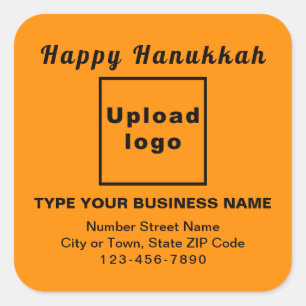 Cuadrada Business Hanukkah Naranja Pegatina cuadrado de col