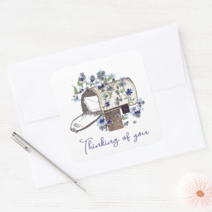 Cuadrada Buzón de correo que envía un Pegatina de Plaza de 