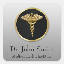 Cuadrada Caducto Médico Profesional Oro - Pegatina