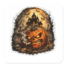 🎃 Calabaza enojada de Halloween Pegatina | Espelu