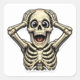 Cuadrada Calavera Divertida OMG Pegatina de Cráneo – Hallow
