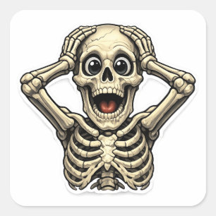 Cuadrada Calavera Divertida OMG Pegatina de Cráneo – Hallow
