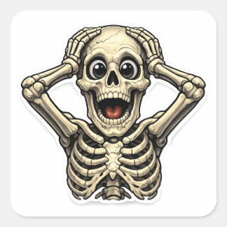 Cuadrada Calavera Divertida OMG Pegatina de Cráneo – Hallow