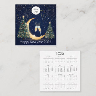 Cuadrada Calendario Año Nuevo 2026 Tarjeta de visita cuadra