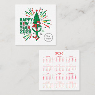 Cuadrada Calendario Año Nuevo 2026 Tarjeta de visita cuadra