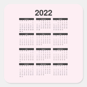 Cuadrada Calendario anual de 2022 para Pegatina de plaza ro