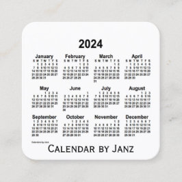 Cuadrada Calendario Blanco 2024 por tarjeta de visita Janz 