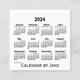 Cuadrada Calendario Blanco 2024 por tarjeta de visita Janz 
