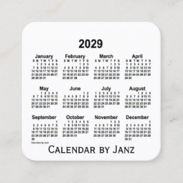 Cuadrada Calendario Blanco 2029 por tarjeta de visita Janz 