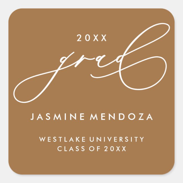 CUADRADA CALIGRAFÍA GRADUACIÓN PEGATINA SIMPLE Y CAPRICHOSA (Anverso)