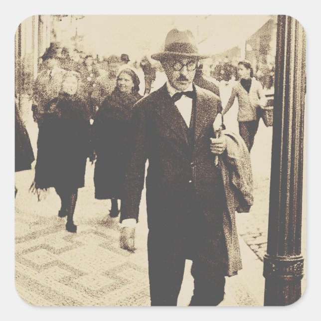 Cuadrada Calles de Lisboa (Fernando Pessoa) Pegatina cuadra (Anverso)