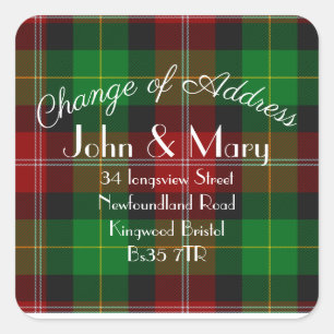 Cuadrada Cambio de dirección pegatina de devolución tartán 