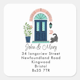 Cuadrada Cambio de dirección pegatina Puerta delantera azul