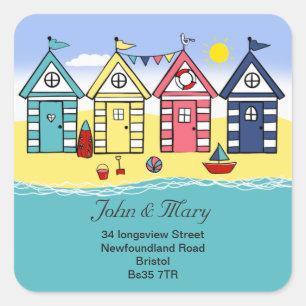 Cuadrada Cambio de la cabaña de playa de Address pegatina