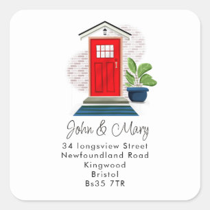 Cuadrada Cambio de la puerta delantera roja del pegatina de