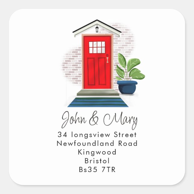 Cuadrada Cambio de la puerta delantera roja del pegatina de (Anverso)